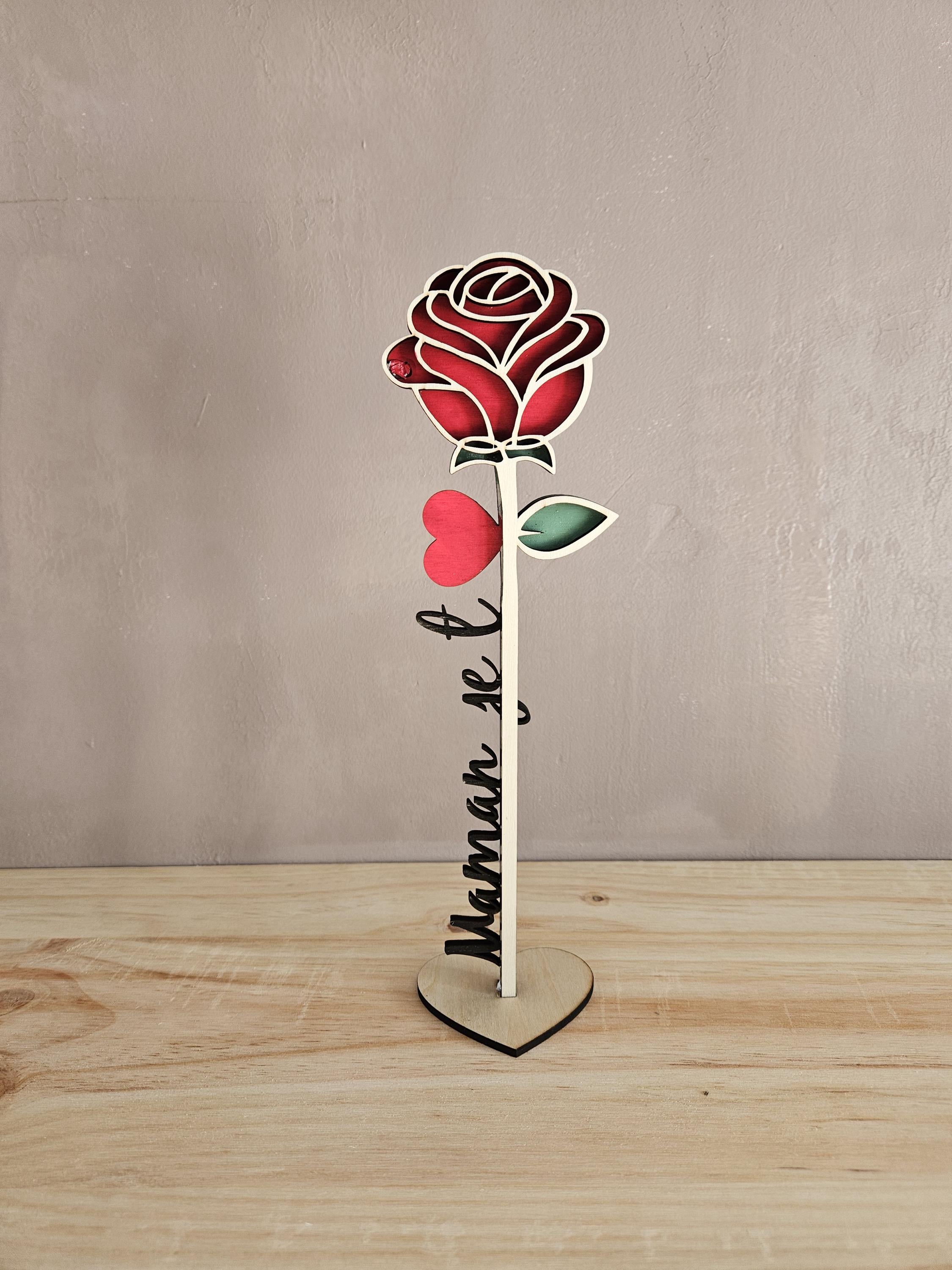 🌹Décoration Rose 3D Maman je t'aime